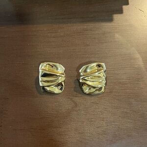 Heaven Maybem Gold Textured Block Earrings